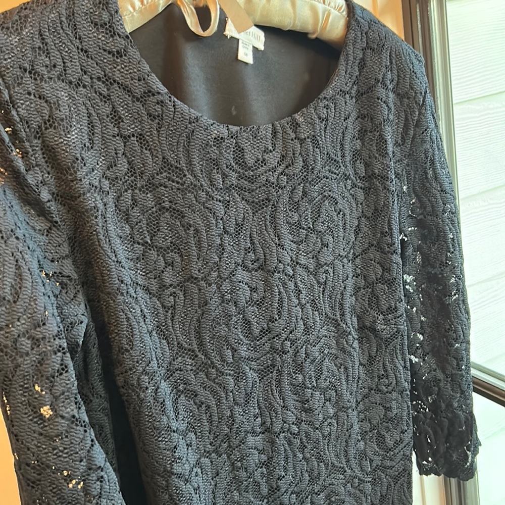 Garnet Hill black lace sheath dress size 8